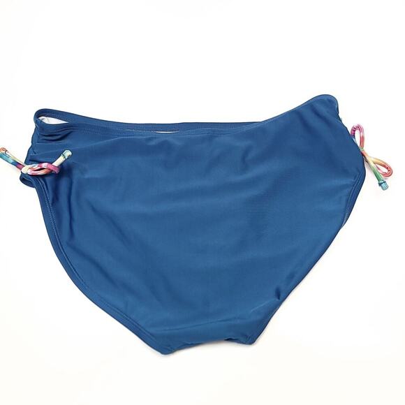 Cat & Jack Girls Bikini Bottom Size Xl 14 / 16 Blue Solid Side Tie Swimwear - Picture 2 of 7